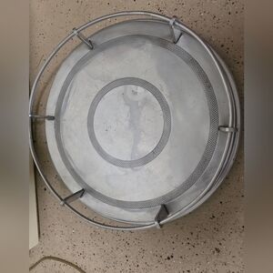 Pottery Barn Silver Round Metal Serving Tray with Ring Detailing